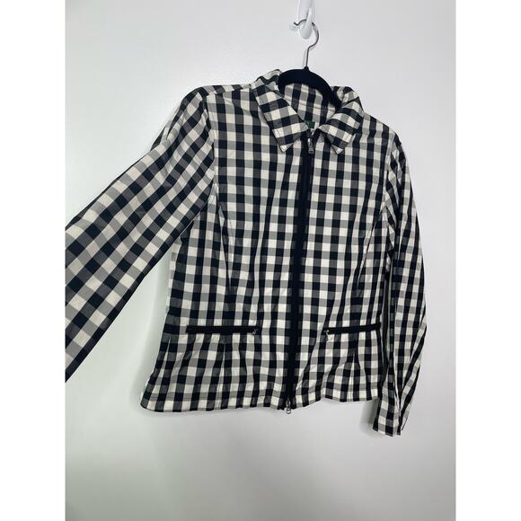 Lauren Ralph Lauren Jacket Check Windbreaker Coat Black White Plaid‎ M LRL - Picture 4 of 11
